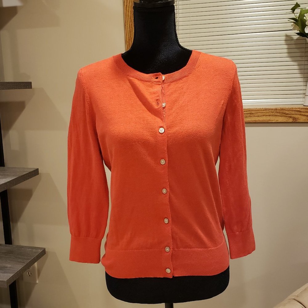 Banana Republic Sunburst Coral Cardigan Sweater Size M